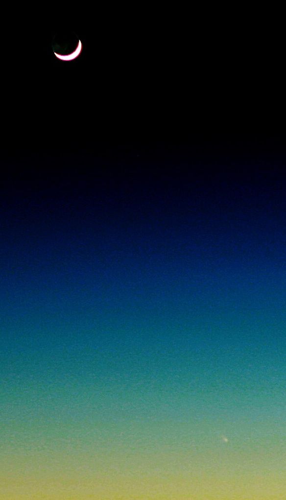 Moon and comet C/2011 L4 from Stoneyford, NI on 2013-03-11.
